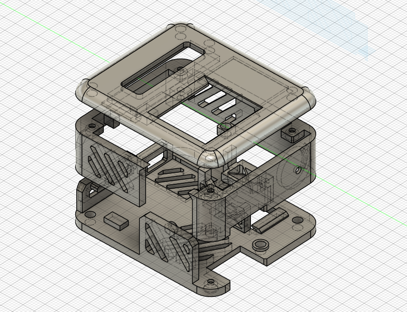 LifeFriend 终端的 CAD 三维拆解图：顶盖透窗、中框卡扣、主控板与底壳的层叠结构
